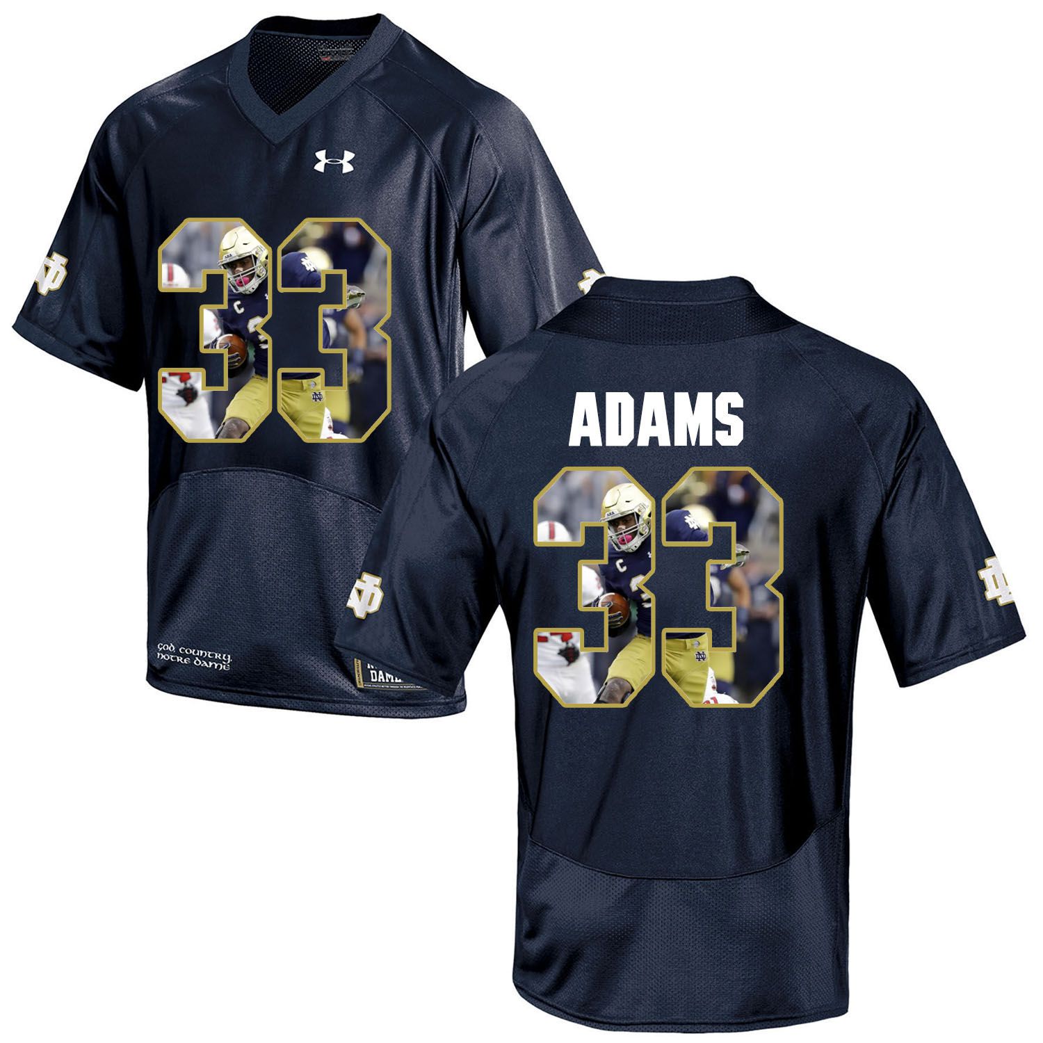 Men Norte Dame Fighting Irish #33 Adams Navy Blue Fashion Edition Customized NCAA Jerseys
